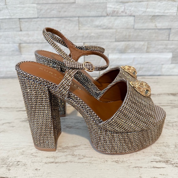 Kurt Geiger London Houndstooth Embellished KENSINGTON PLATFORM HEEL Size 39 NEW - Picture 3 of 16